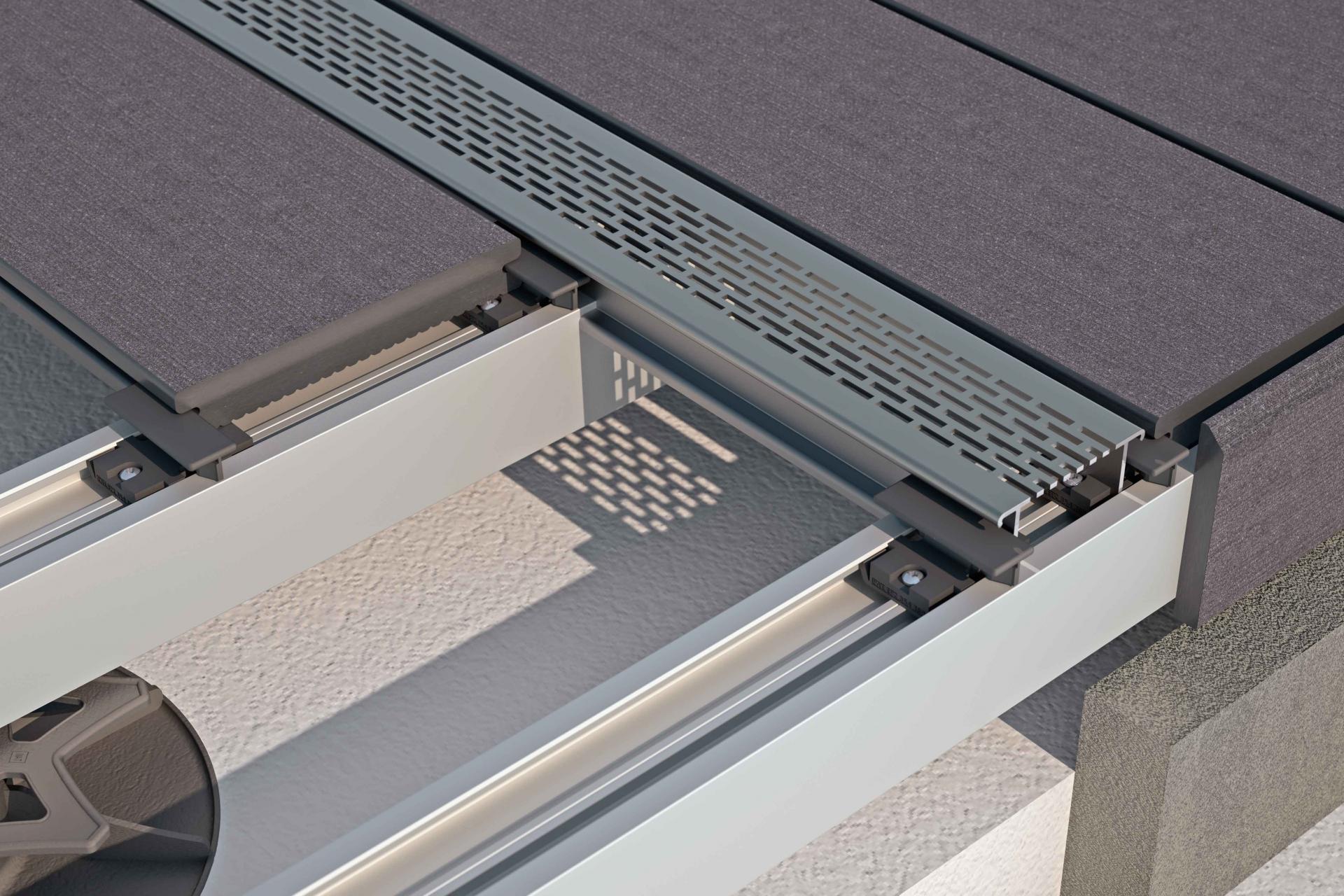 Bild Querschnitt / Aufbau Ventilationsprofil Braun Aluminium für Twinson Terrassen Twinson