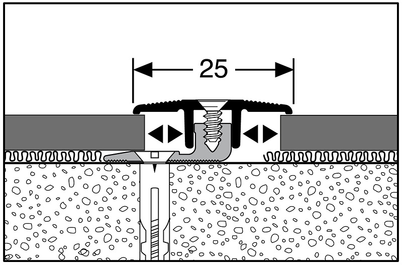 Bild Querschnitt / Aufbau Übergangsprofil Edelstahl Bodenbeläge von 4 bis 9,5 mm SGH Parkettfreund