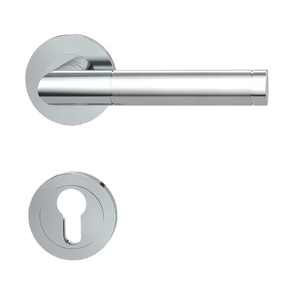 Bild Oberfläche / Detail Rosettengarnitur Loredana Professional Edelstahl poliert- matt Schraubtechnik Griffwerk