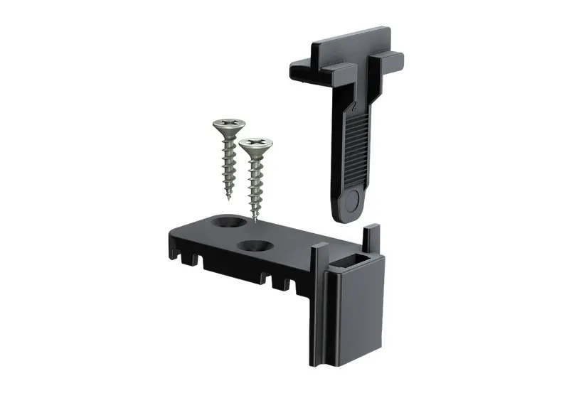 Bild Oberfläche / Detail Start-/Endclip A4 Edelstahl 10 Stück Kebony