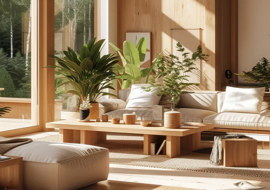 Wohnzimmer, Holzmöbel aus Esche