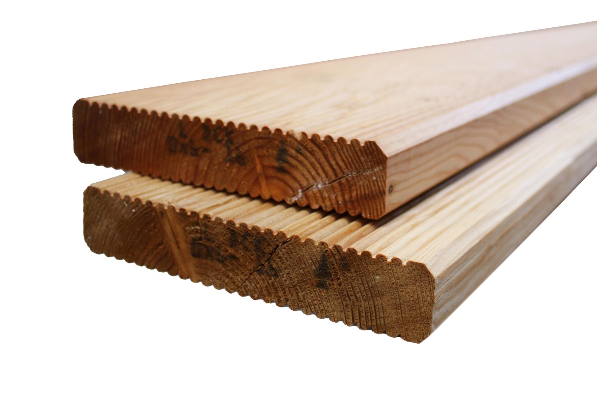 Bild Querschnitt / Aufbau Terrassenbelag Western Larch Holz Geriffelt / Geriffelt