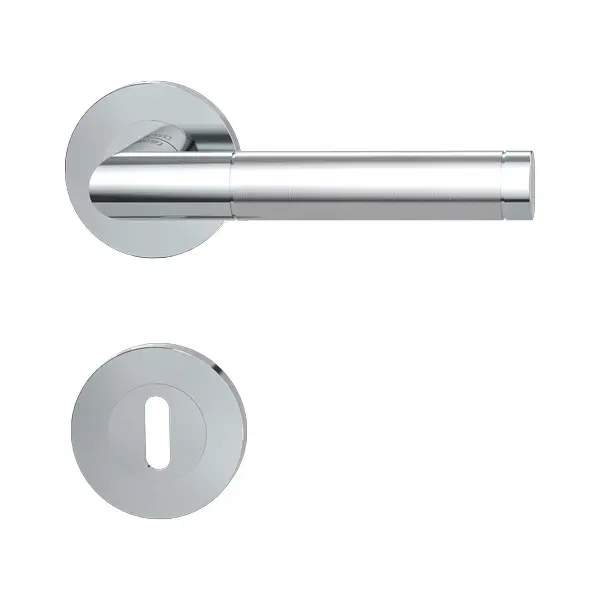 Bild Oberfläche / Detail Rosettengarnitur Loredana Professional Edelstahl poliert- matt Schraubtechnik Griffwerk