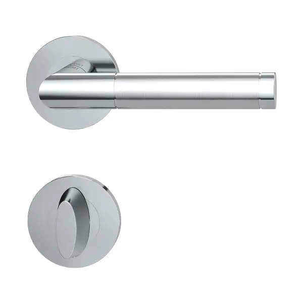 Bild Oberfläche / Detail Rosettengarnitur Loredana Professional Edelstahl poliert- matt Schraubtechnik Griffwerk