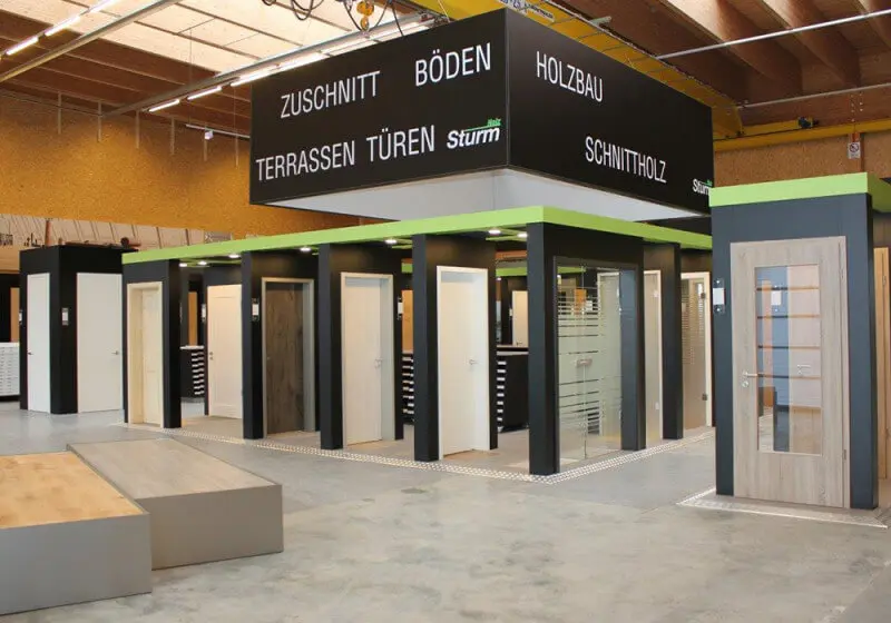 Holzwerkstoffe, Sichtschutz, Ausstellung Türen, Fussboden, Holzmuster