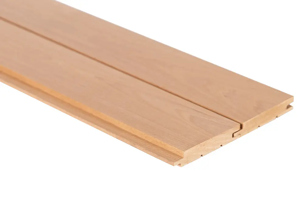 Bild Oberfläche / Detail Profilholz roh Thermo Erle gehobelt Nut + Feder