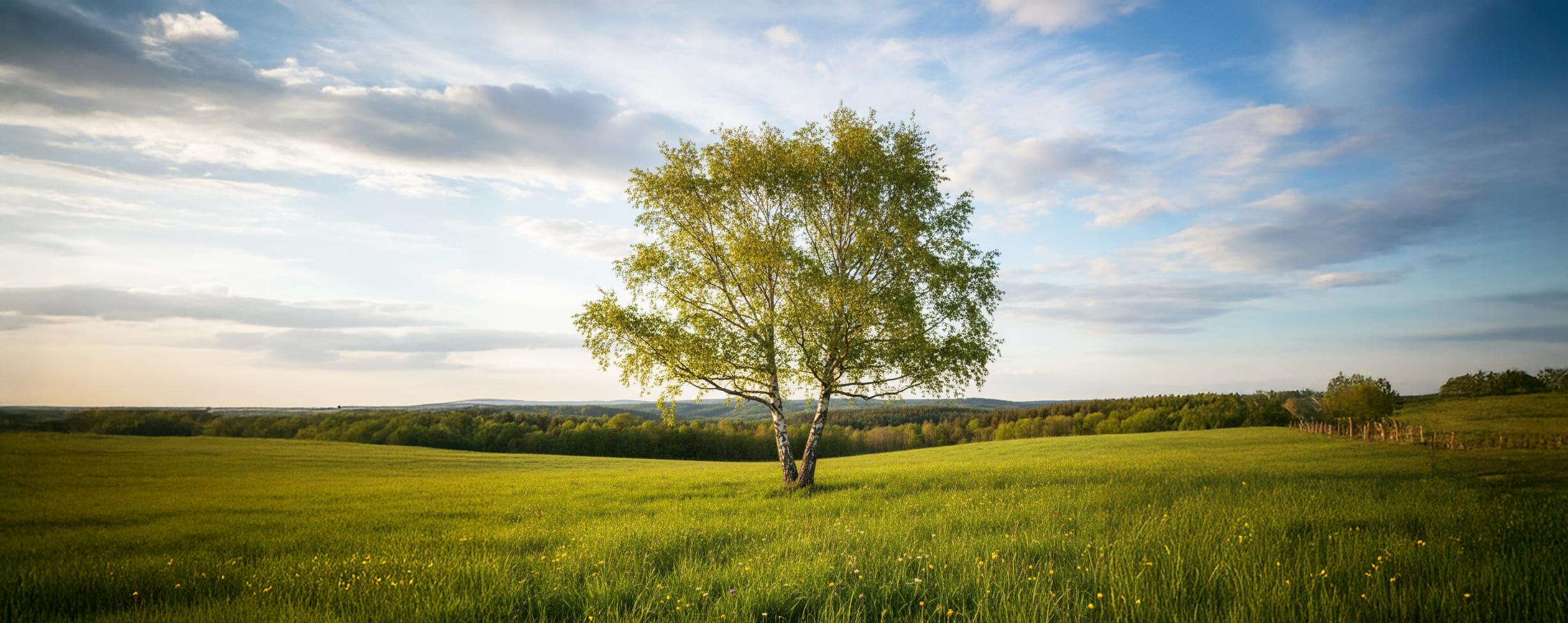 Birkenbaum, grüne Wiese, Sommer, Natur