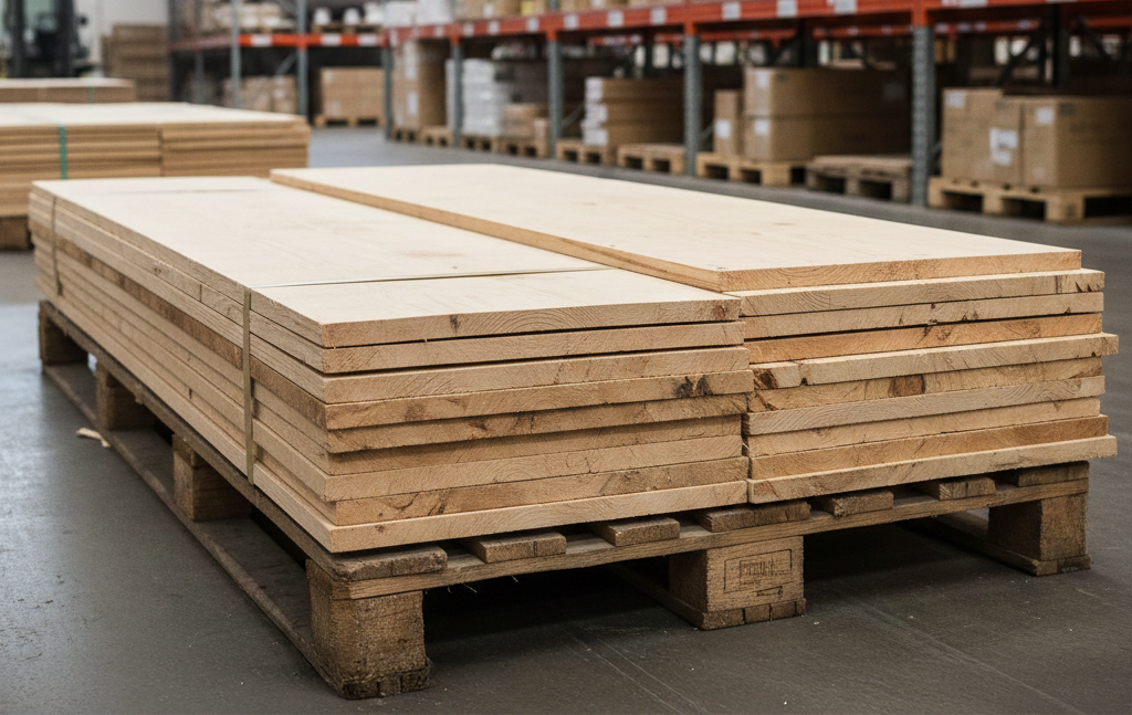 Birkenholz, Rohholz Birke, Platten aus Birkenholz, Palette, Lager