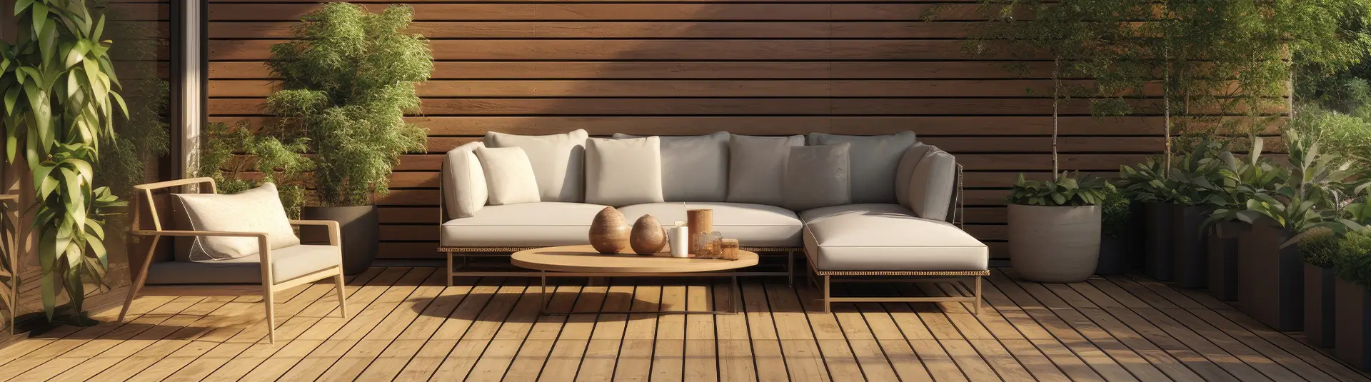 Terrasse, Lounge Möbel, Pflanzen