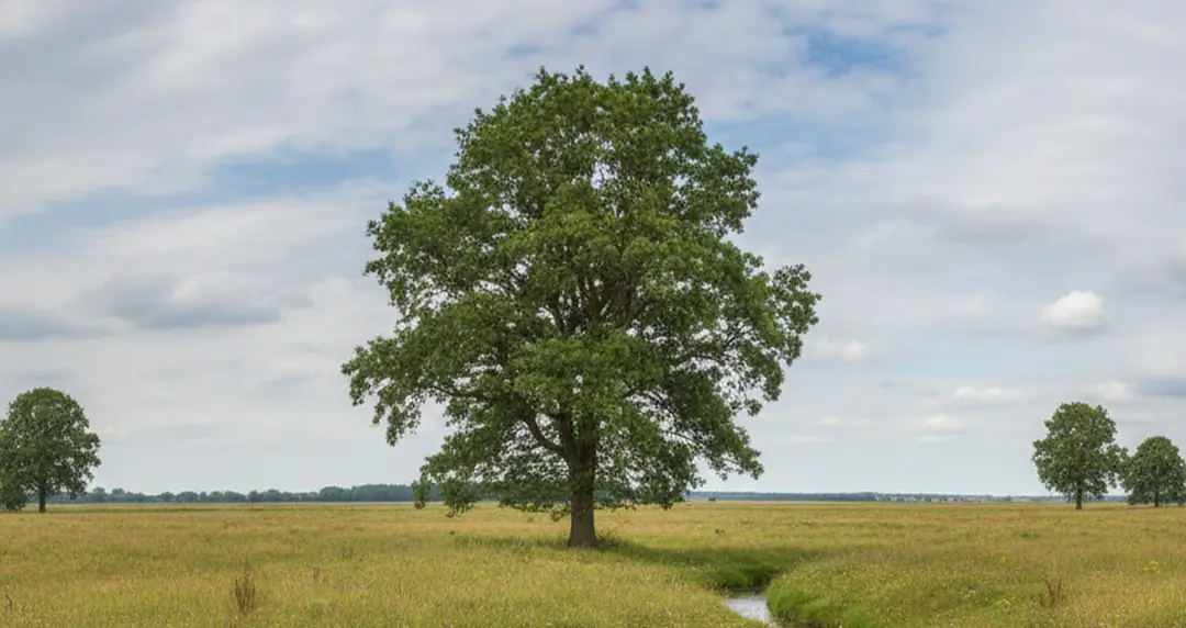 Esche auf einer grünen Wiese im Sommer