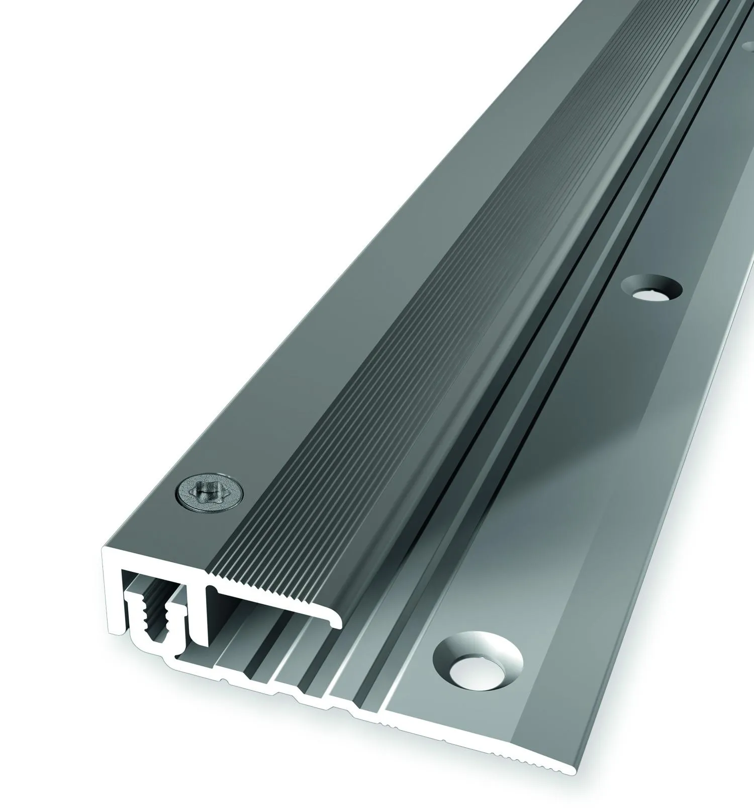Bild Querschnitt / Aufbau Endprofil Edelstahloptik Bodenbeläge von 5 bis 11,5 mm SGH Parkettfreund