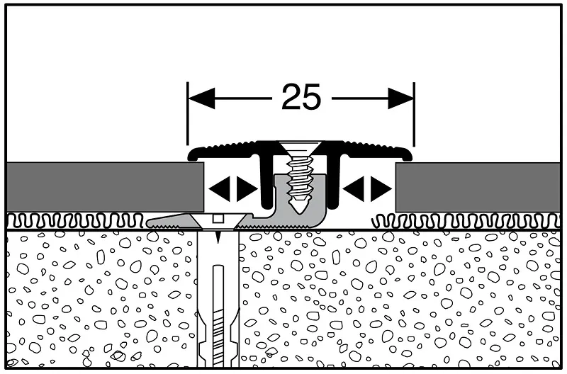 Bild Querschnitt / Aufbau Übergangsprofil Edelstahl Bodenbeläge von 4 bis 9,5 mm SGH Parkettfreund