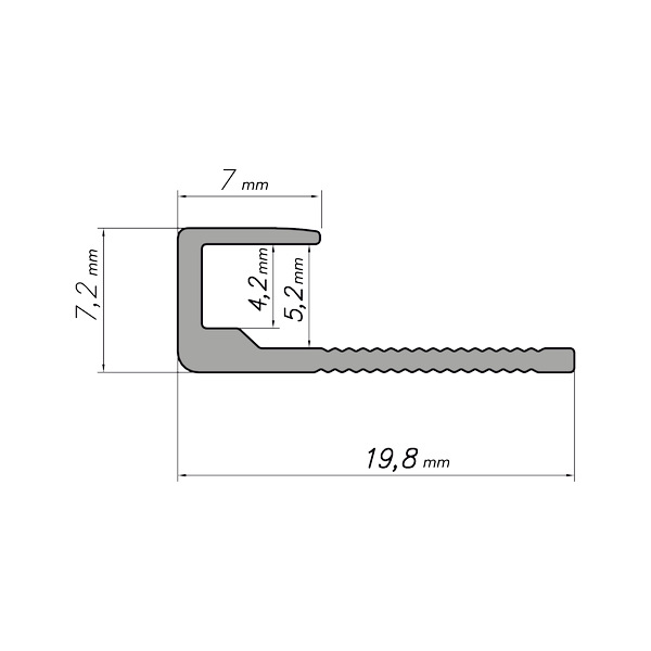 Bild Querschnitt / Aufbau Endprofil Mattschwarz Modee Minerall-Wall Ewifoam