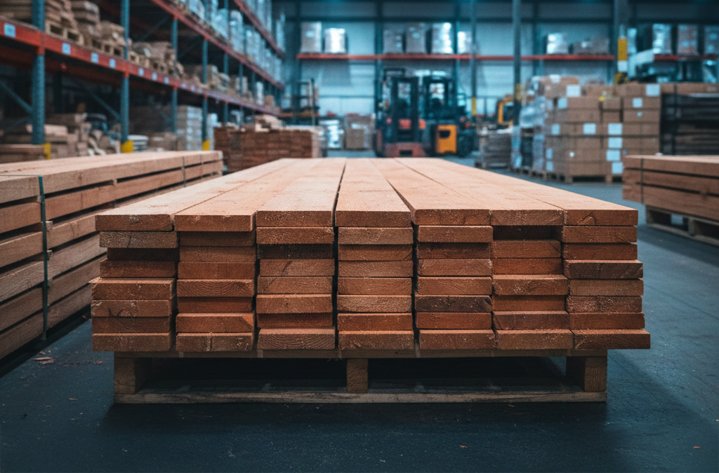 Douglasienholz auf einer Palette, Holz Lager
